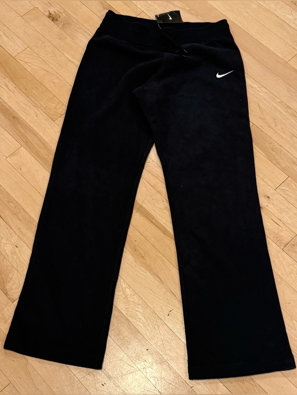 Nike Womens Black High Rise Y2K Fleece Wide Leg Sweats Pants Small NEW